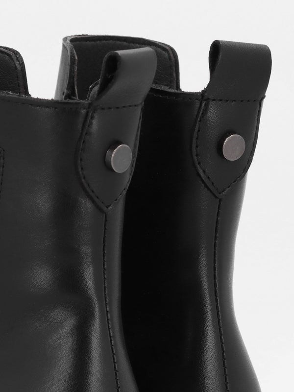 Alpaca Black Leather Wedge Ankle Boots