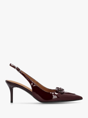 Eppie Burgundy Patent Leather Mid Heel Sling Back Shoes