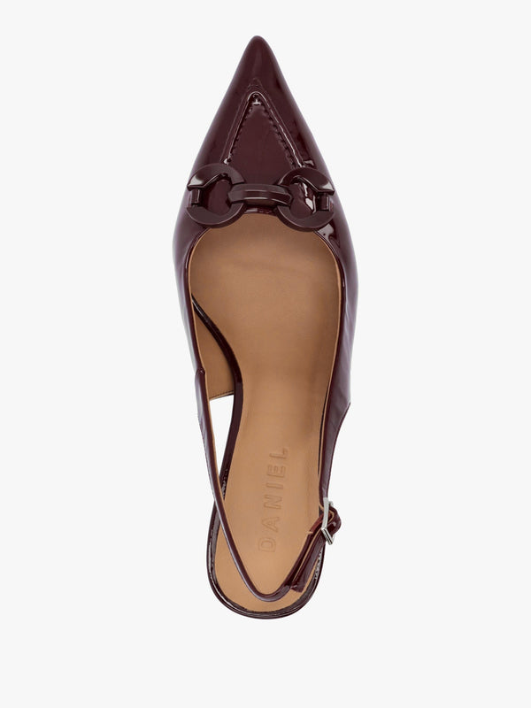 Eppie Burgundy Patent Leather Mid Heel Sling Back Shoes