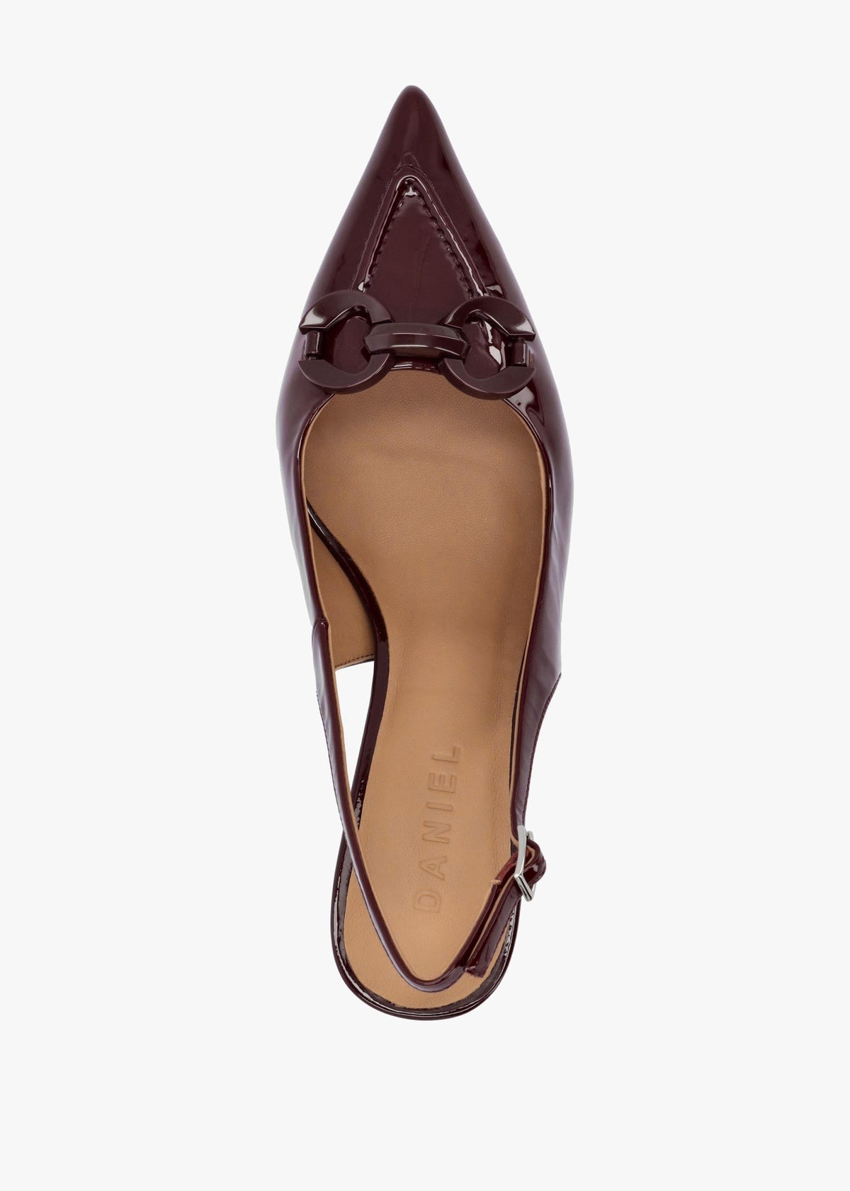 Eppie Burgundy Patent Leather Mid Heel Sling Back Shoes
