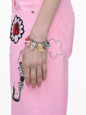 The Sticker Charm Statement Silver Multi Bracelet