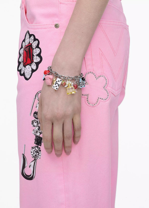The Sticker Charm Statement Silver Multi Bracelet
