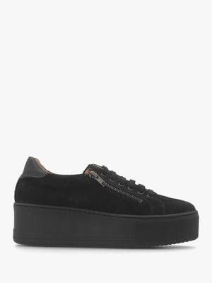 Tippy Black Suede Flatform Trainers