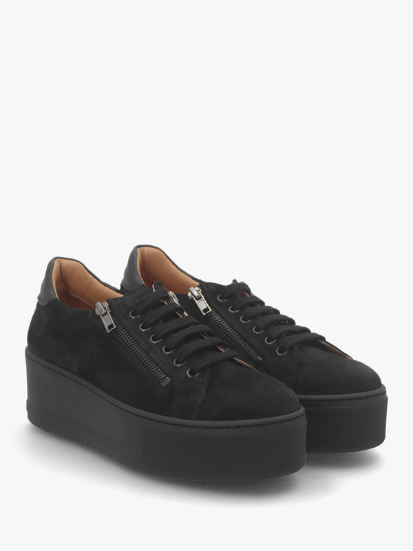 Tippy Black Suede Flatform Trainers