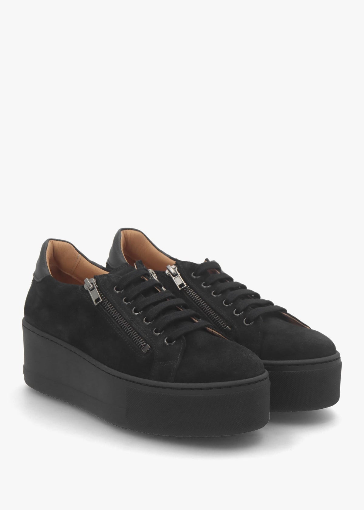 Tippy Black Suede Flatform Trainers