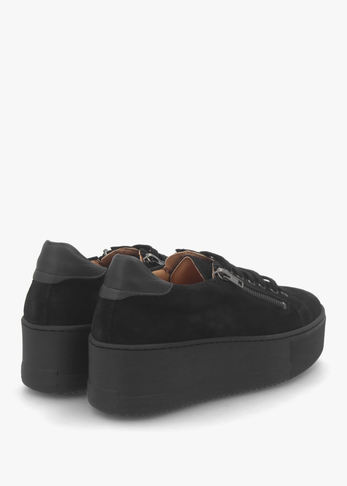 Tippy Black Suede Flatform Trainers