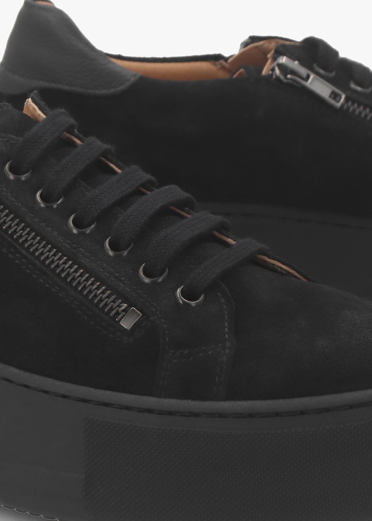 Tippy Black Suede Flatform Trainers