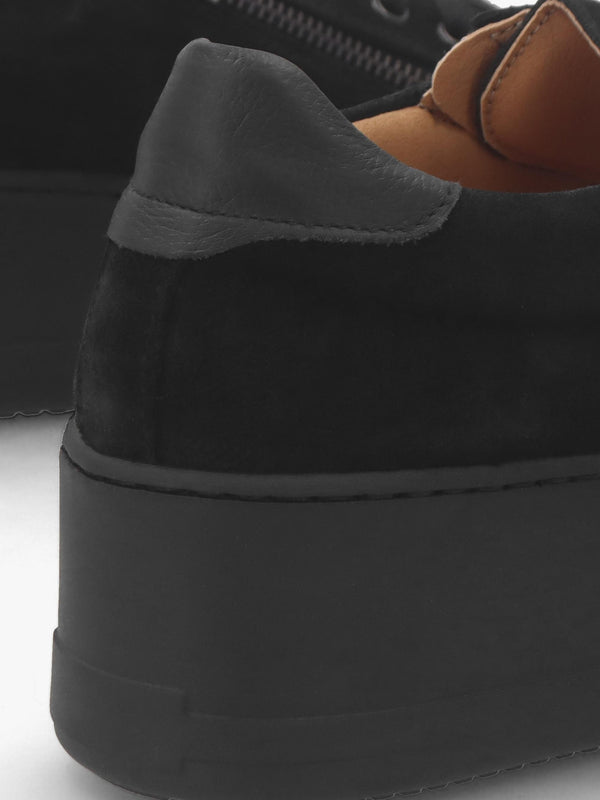 Tippy Black Suede Flatform Trainers