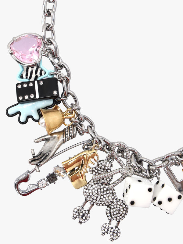 The Sticker Charm Statement Silver Necklace