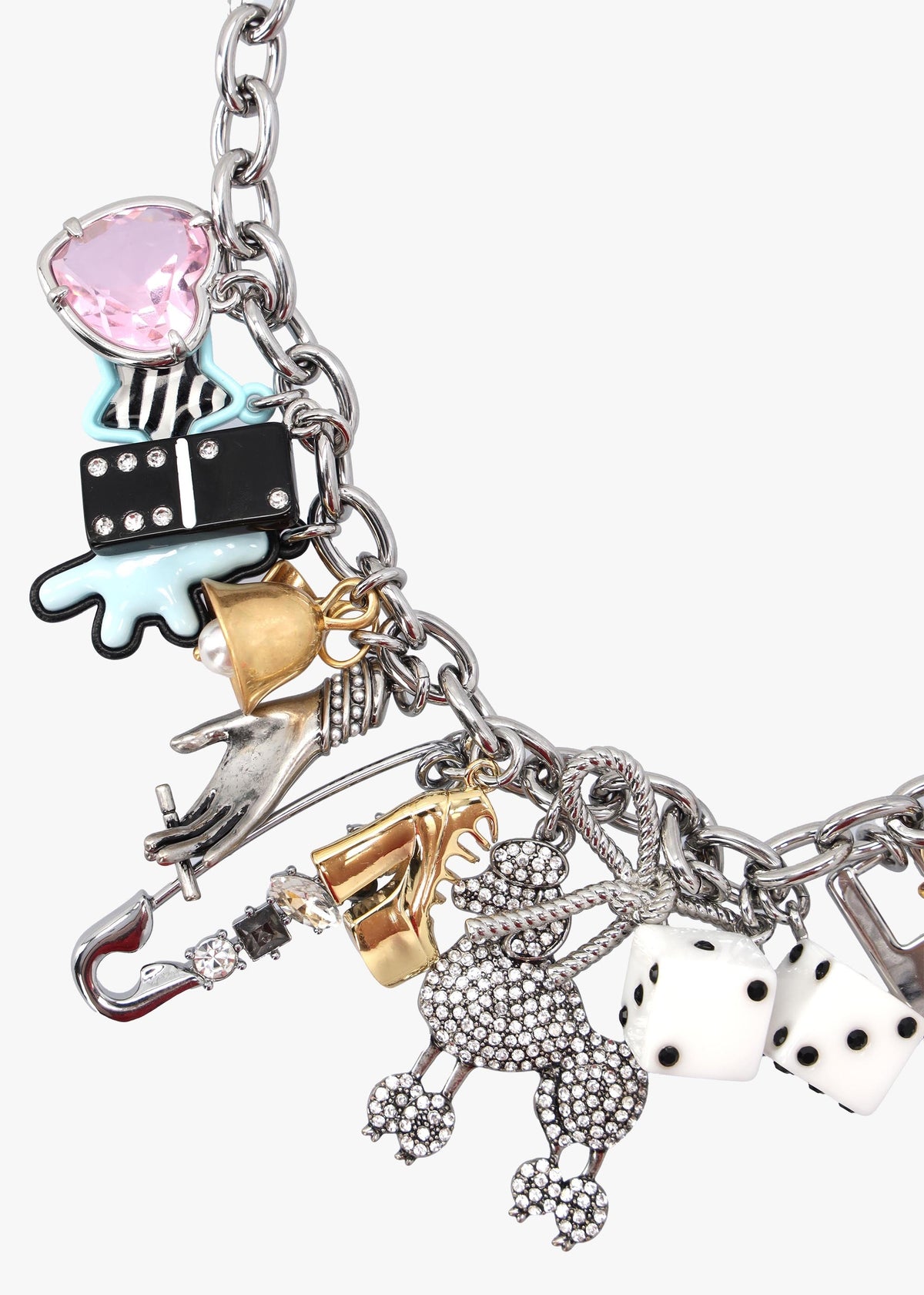 The Sticker Charm Statement Silver Necklace