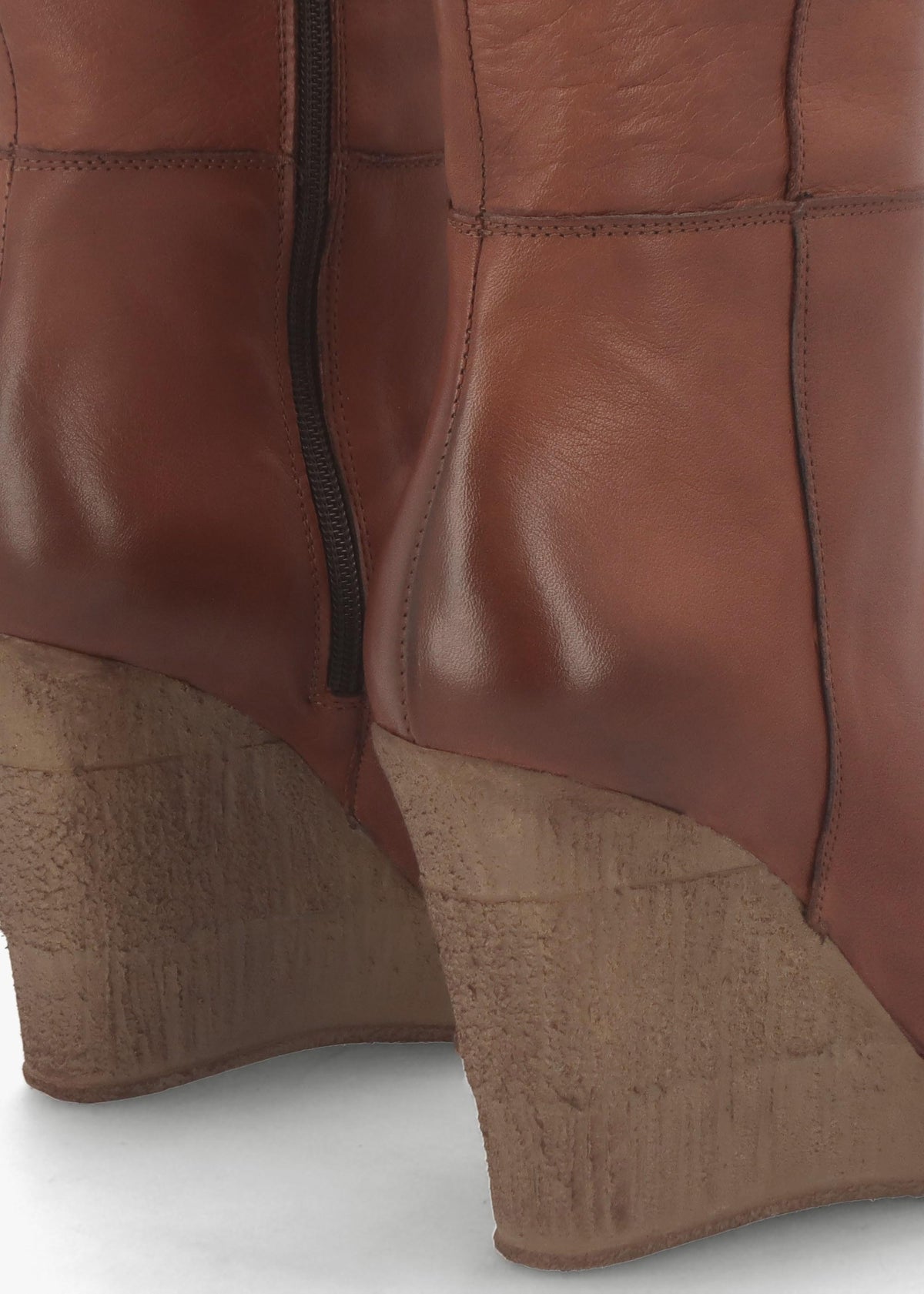 Wisdom Tan Leather Knee High Wedge Boot