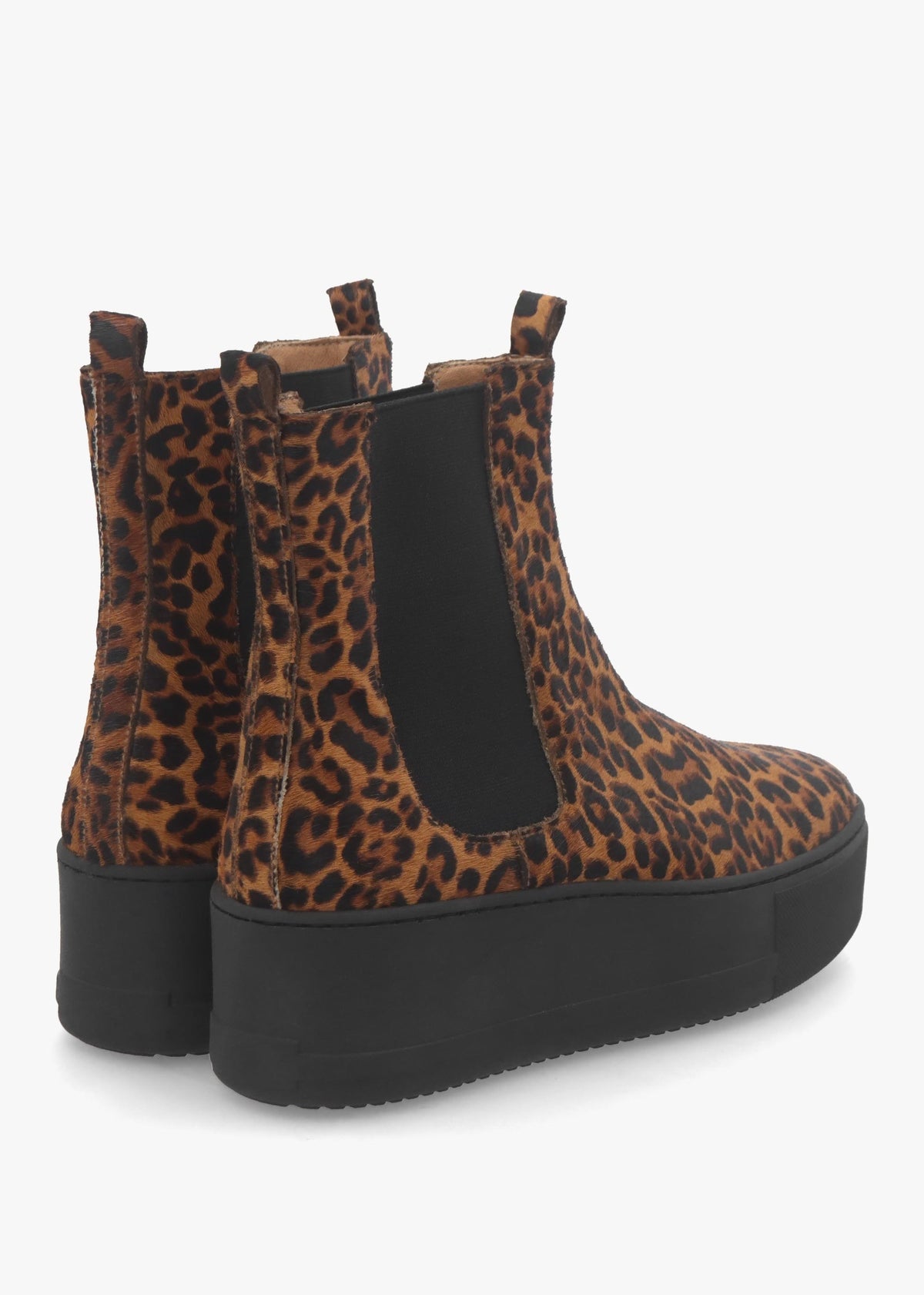 Tred Leopard Pony Hair Flatform Chelsea Boots