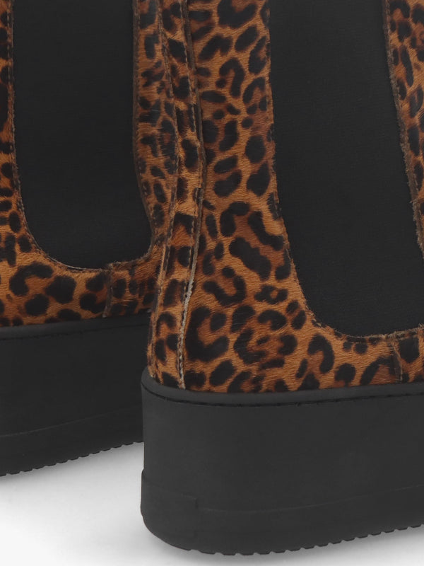 Tred Leopard Pony Hair Flatform Chelsea Boots