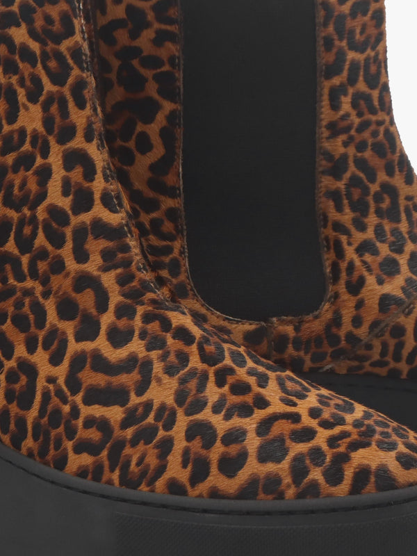 Tred Leopard Pony Hair Flatform Chelsea Boots