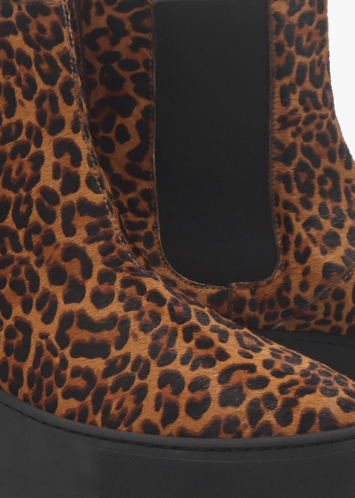 Tred Leopard Pony Hair Flatform Chelsea Boots