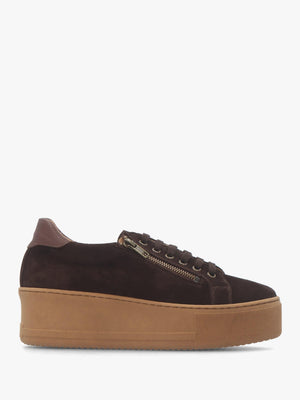 Tippy Brown Suede Flatform Trainers