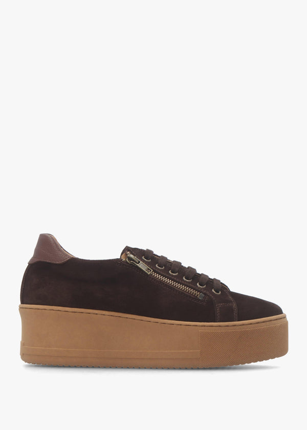 Tippy Brown Suede Flatform Trainers