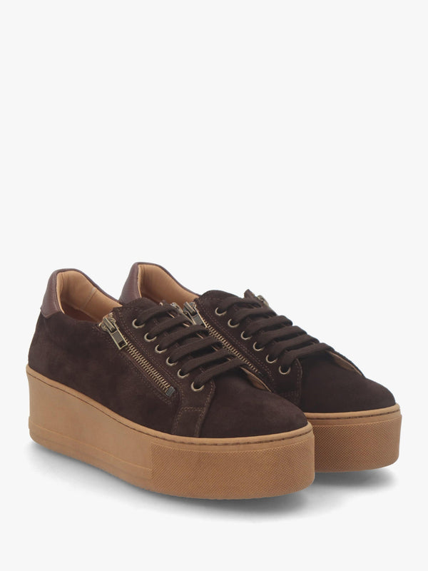 Tippy Brown Suede Flatform Trainers