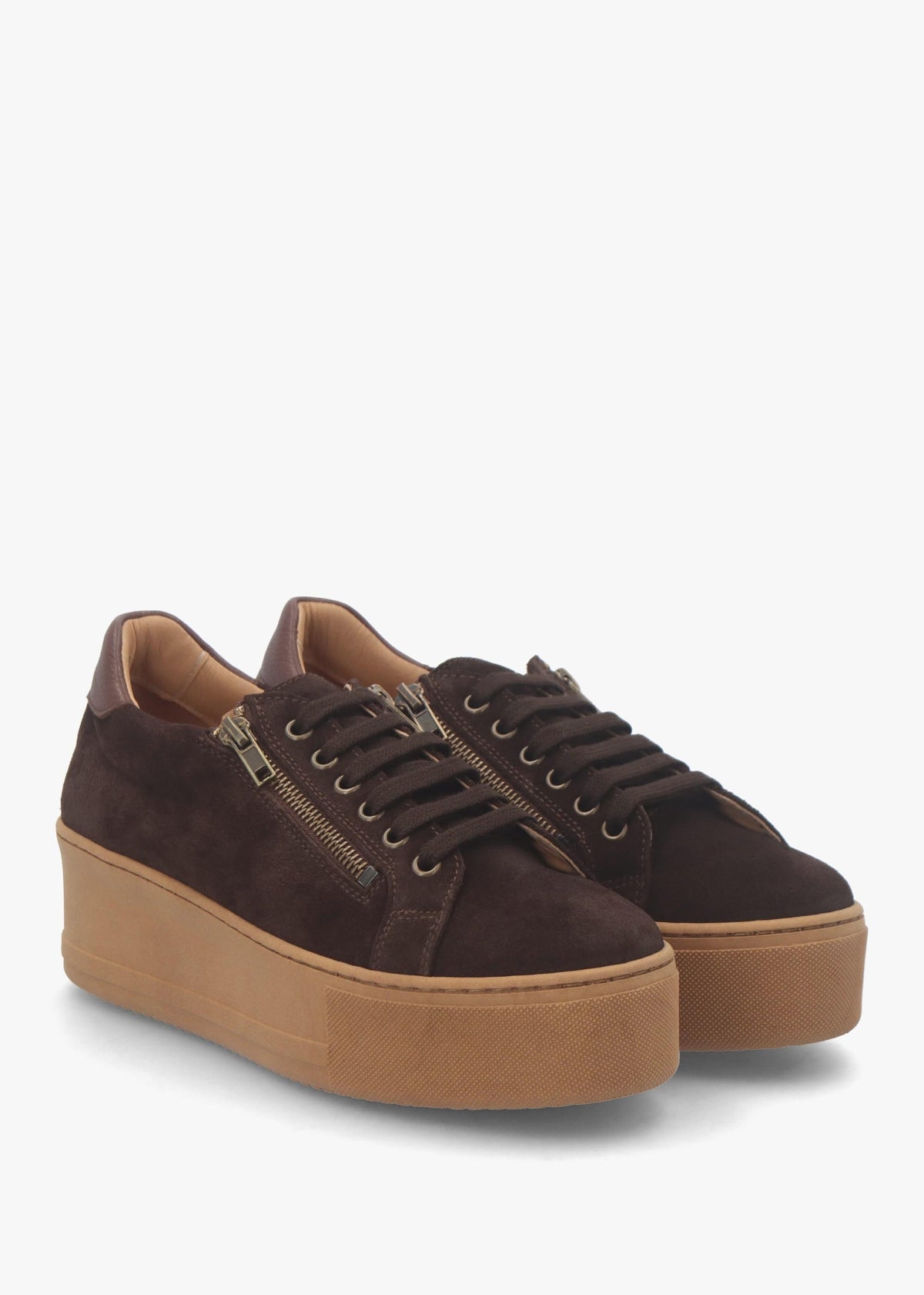 Tippy Brown Suede Flatform Trainers