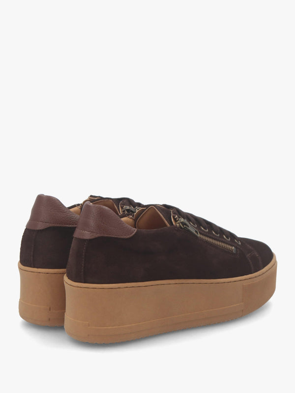 Tippy Brown Suede Flatform Trainers