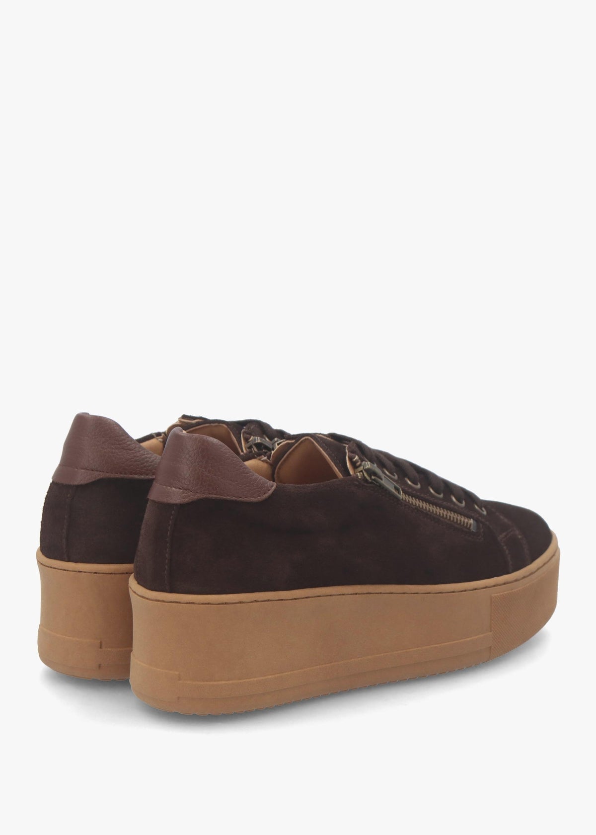Tippy Brown Suede Flatform Trainers