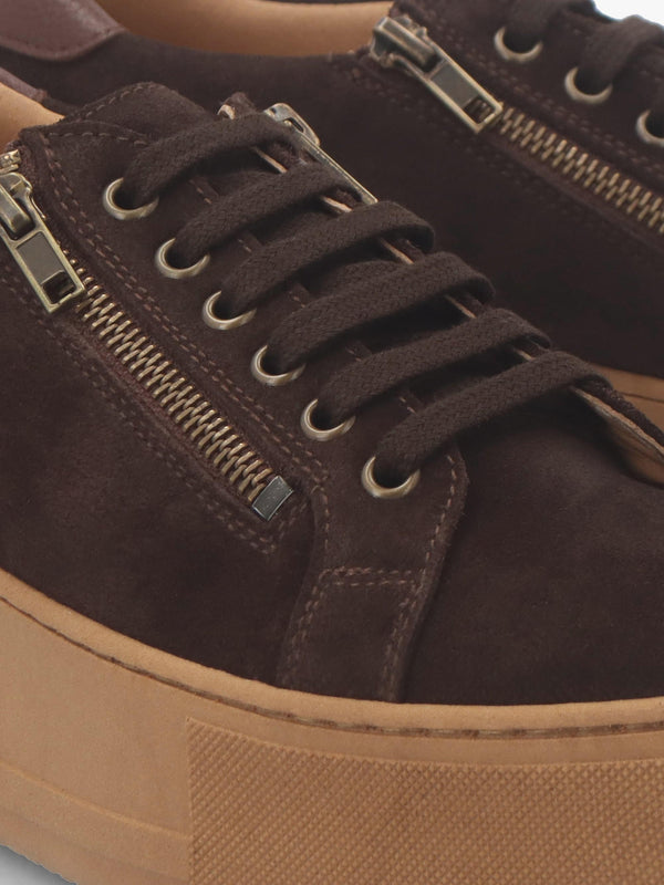 Tippy Brown Suede Flatform Trainers