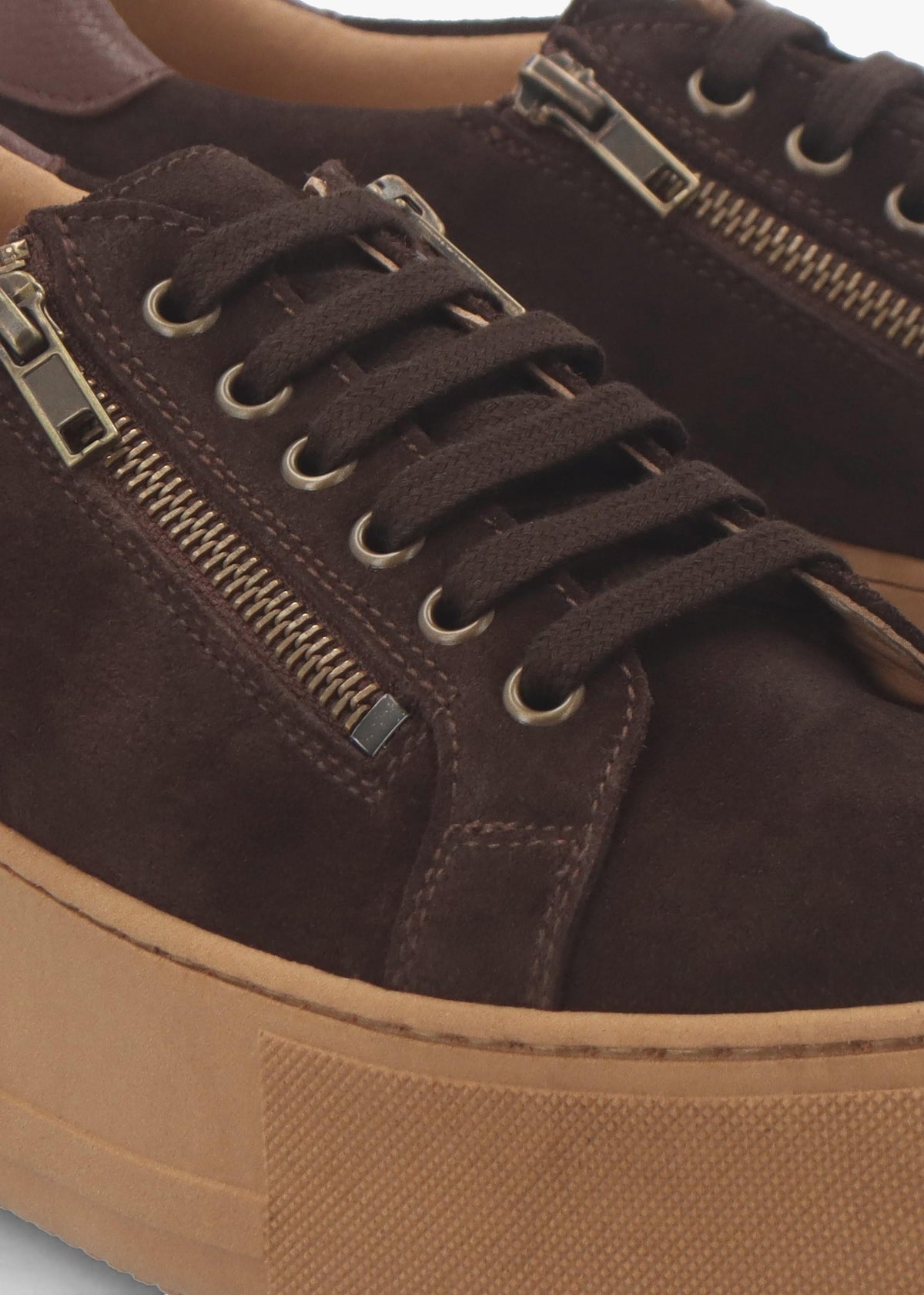Tippy Brown Suede Flatform Trainers