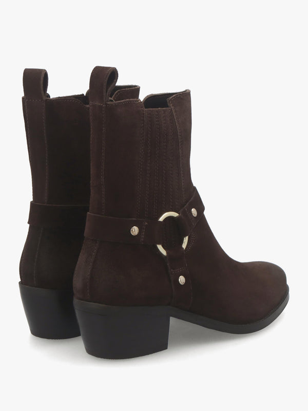 Pailia Brown Suede Western Ankle Boots