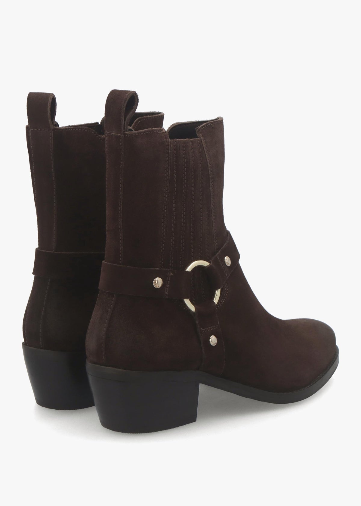 Pailia Brown Suede Western Ankle Boots