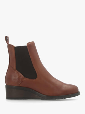 Bezzie Tan Leather Wedge Ankle Boots