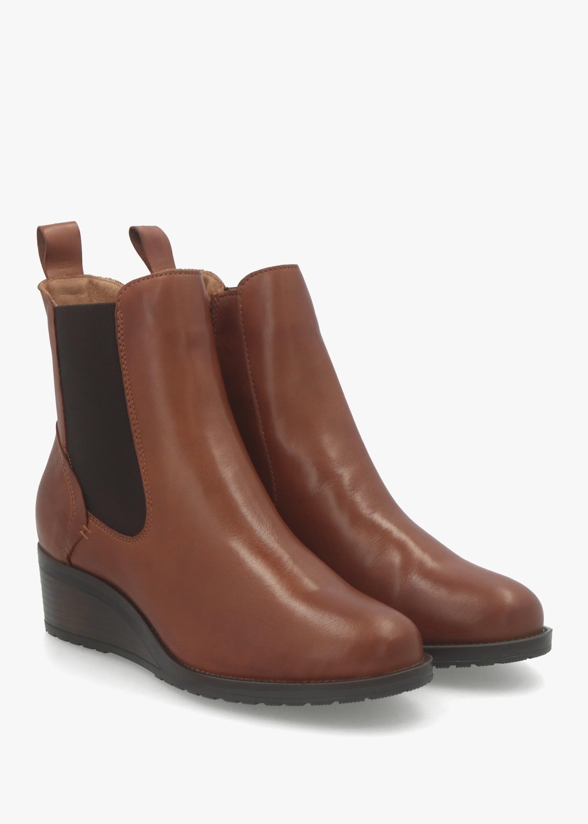 Bezzie Tan Leather Wedge Ankle Boots