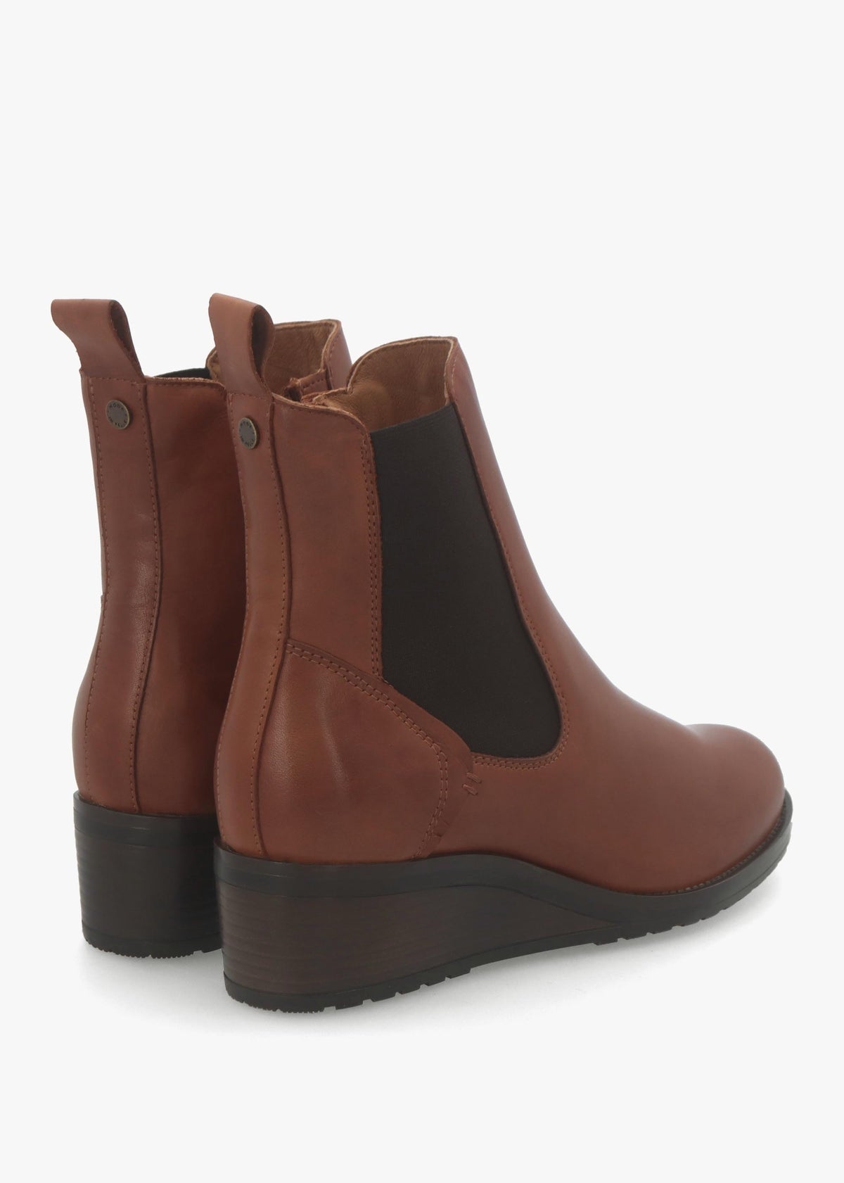 Bezzie Tan Leather Wedge Ankle Boots