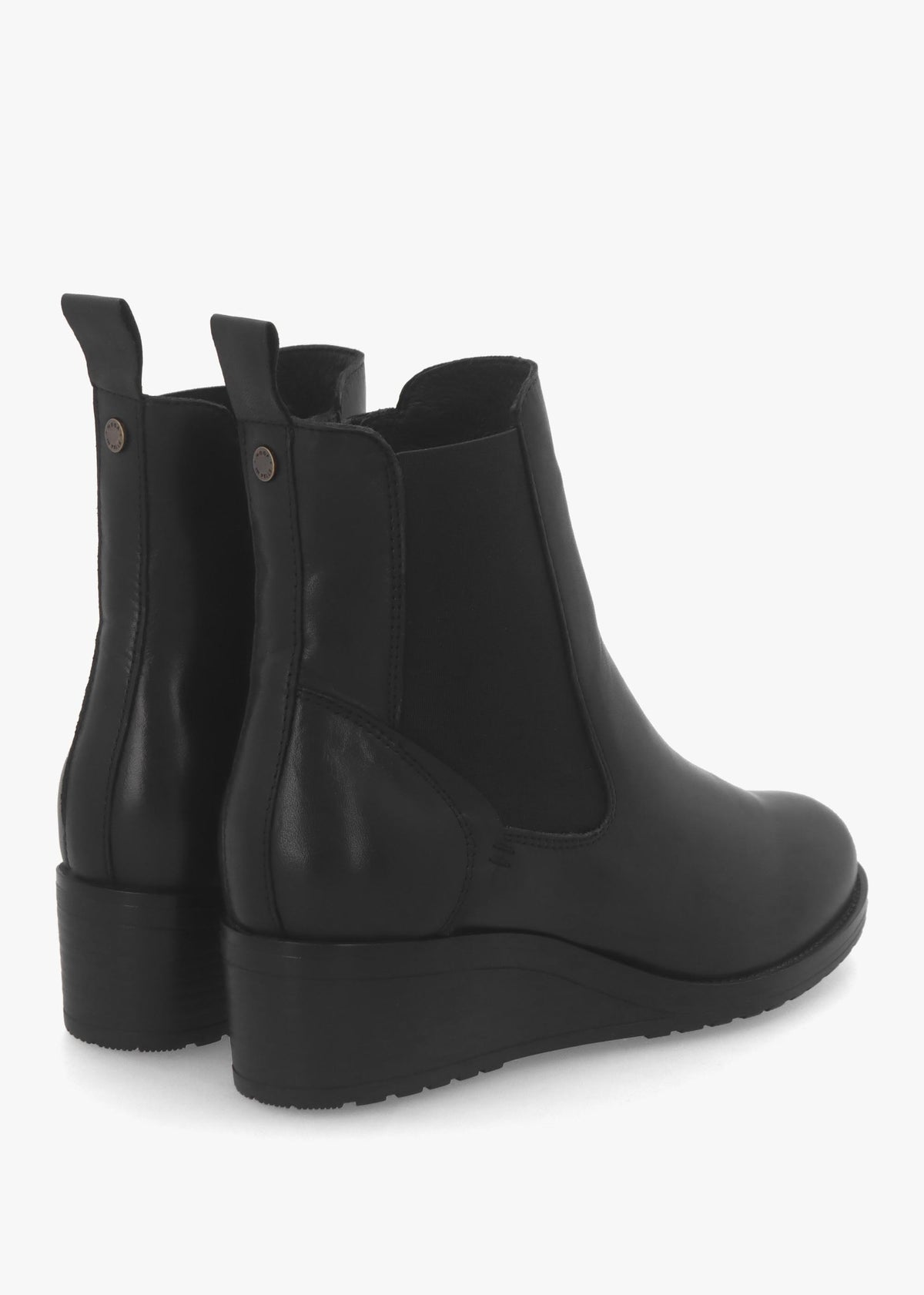 Bezzie Black Leather Wedge Ankle Boots