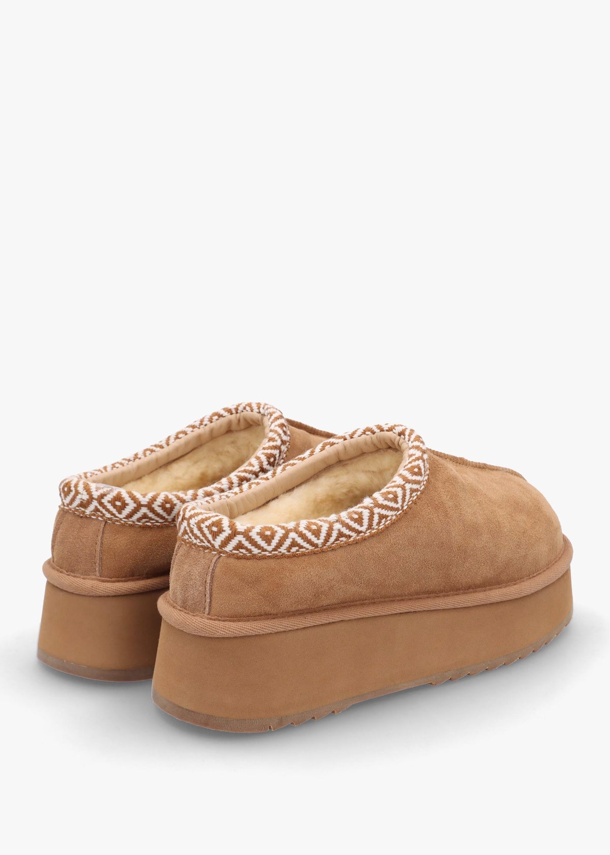 Somolly Tan Suede Shearling Platform Slippers