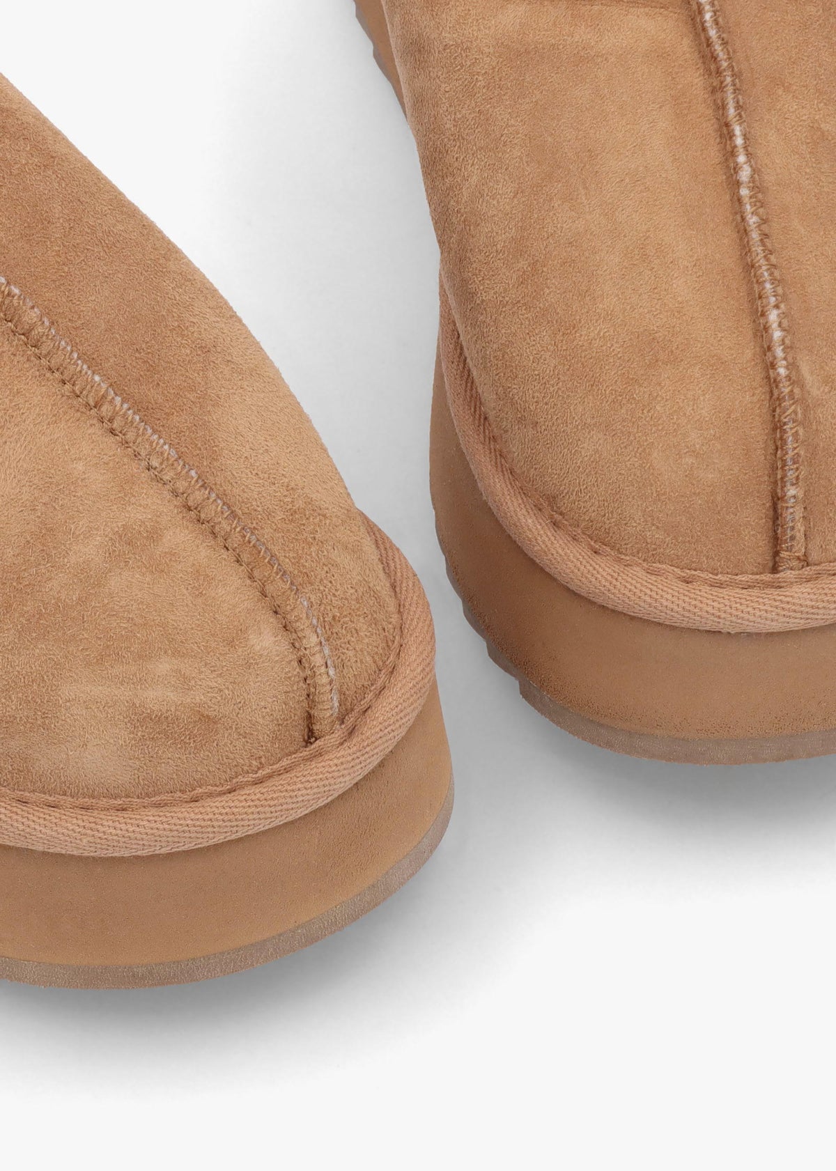 Somolly Tan Suede Shearling Platform Slippers
