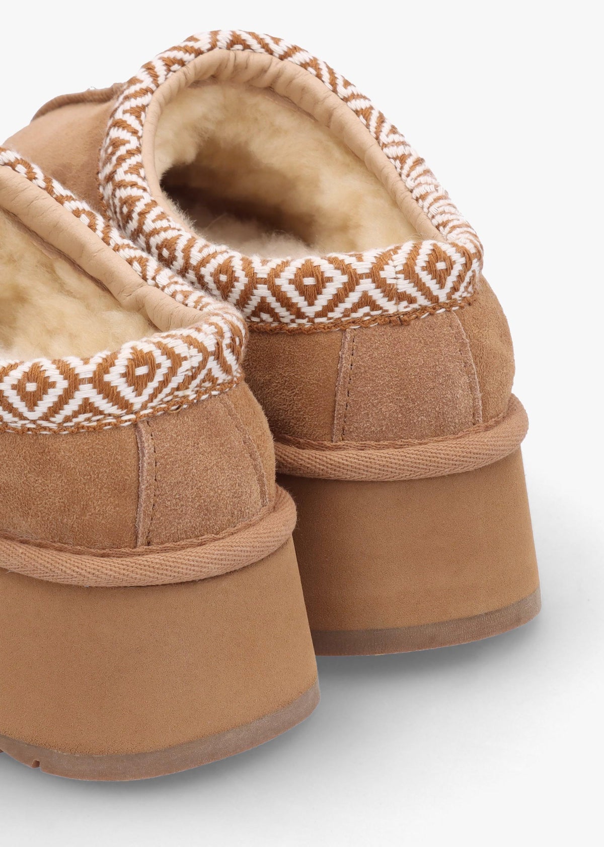 Somolly Tan Suede Shearling Platform Slippers