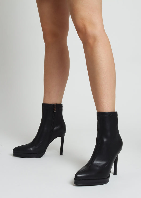 Ranny Black Vegan Platform High Heel Ankle Boots