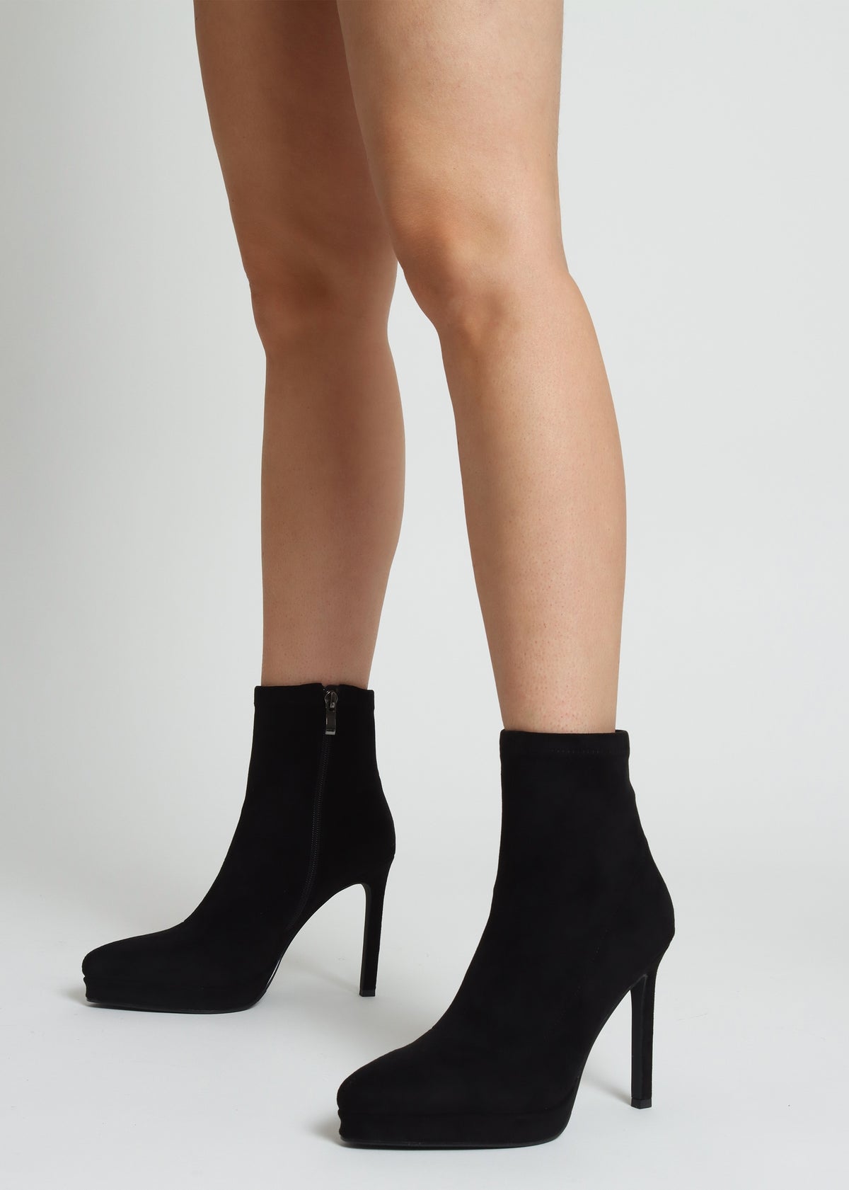 Ranny Black Suedette Platform High Heel Ankle Boots