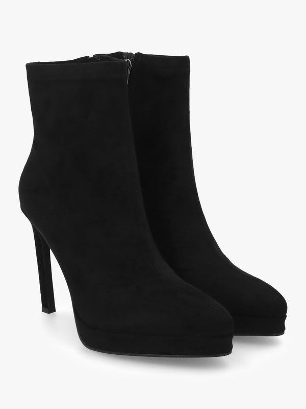 Ranny Black Suedette Platform High Heel Ankle Boots