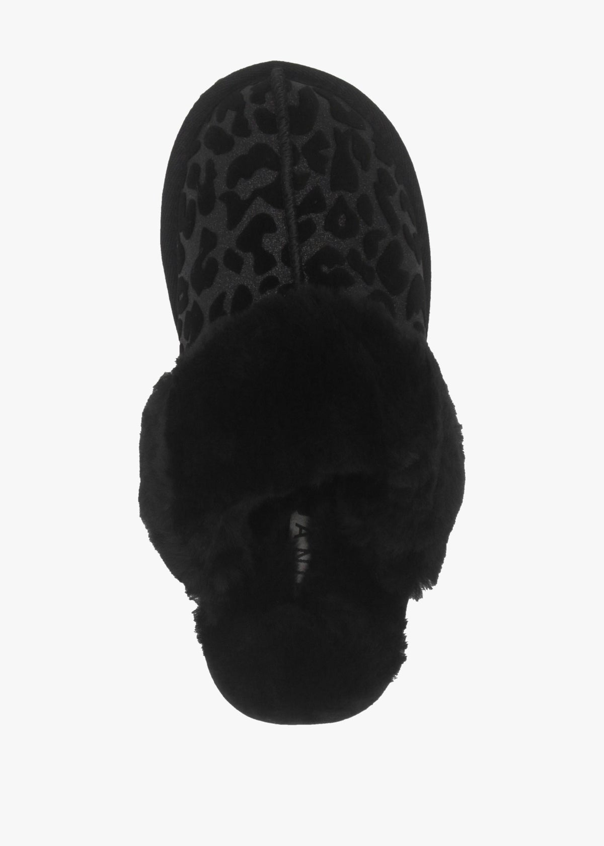 Shut Black Leopard Sheepskin Twinface Slippers
