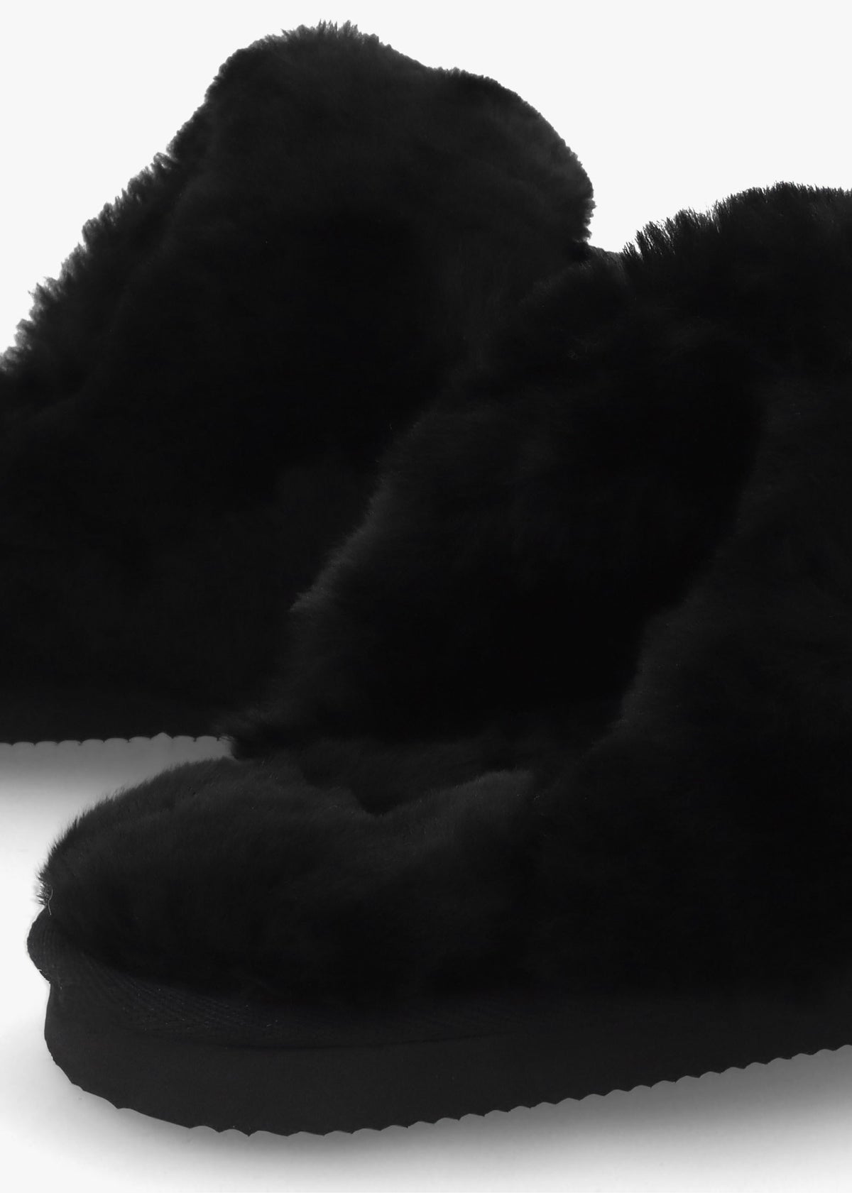 Shut Black Leopard Sheepskin Twinface Slippers