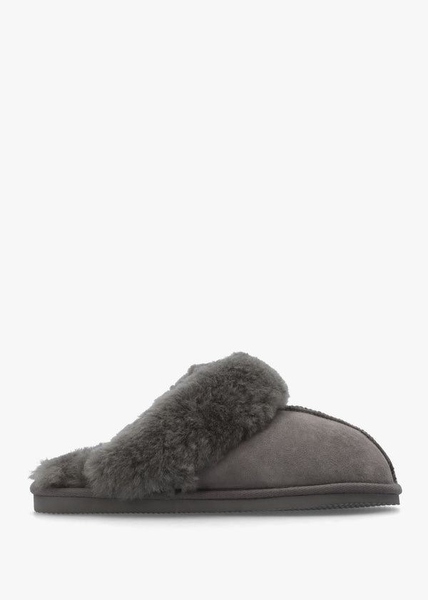 Shut Grey Sheepskin Twinface Slippers