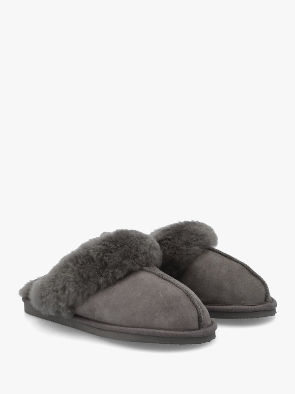 Shut Grey Sheepskin Twinface Slippers