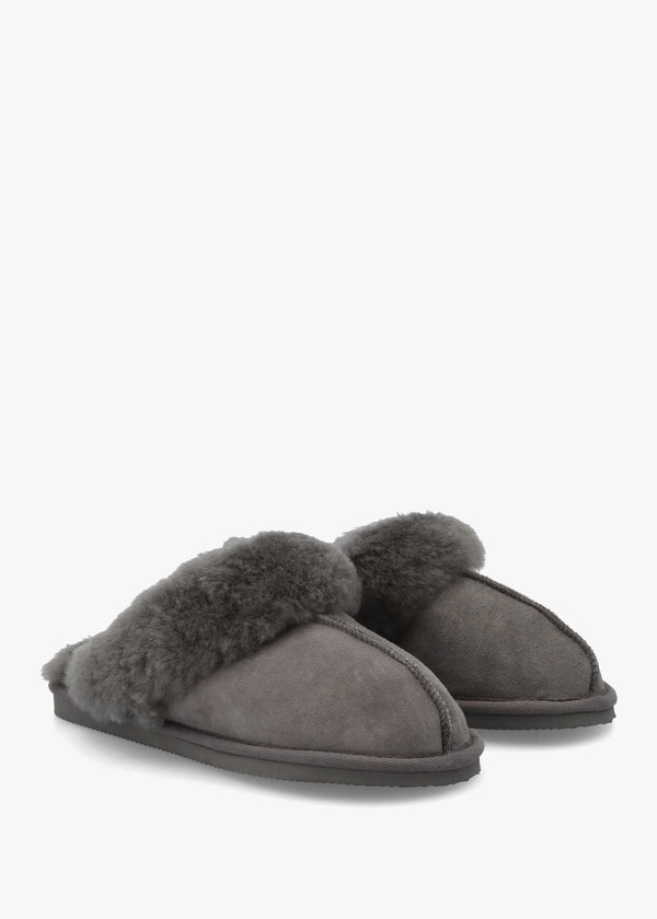Shut Grey Sheepskin Twinface Slippers