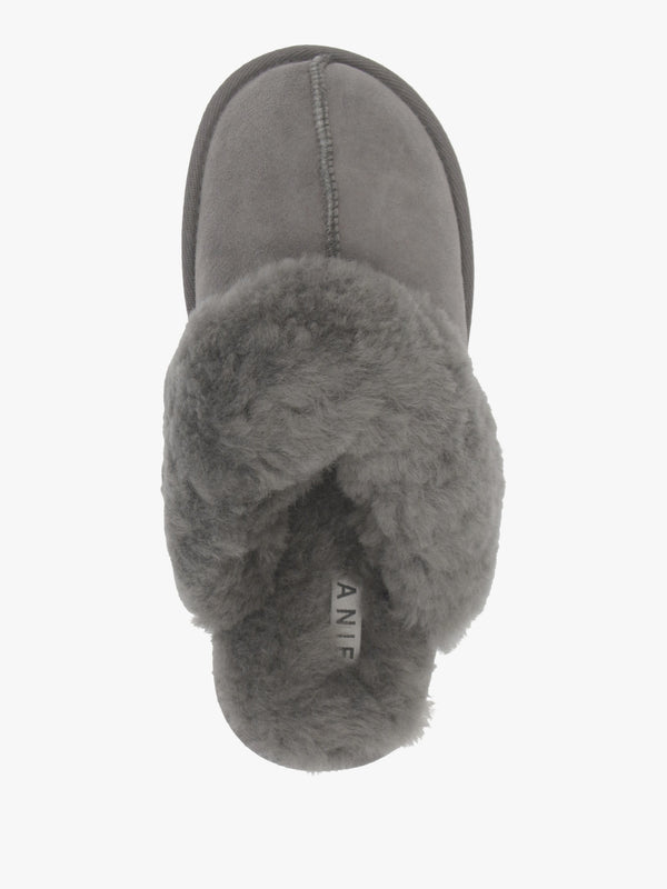 Shut Grey Sheepskin Twinface Slippers