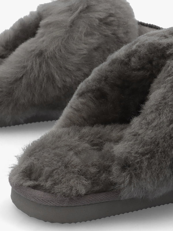 Shut Grey Sheepskin Twinface Slippers