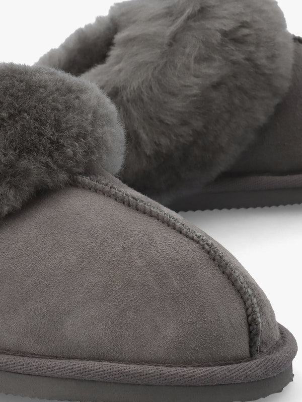 Shut Grey Sheepskin Twinface Slippers