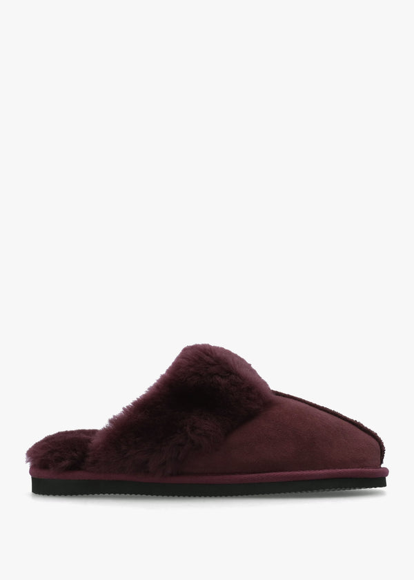 Shut Burgundy Sheepskin Twinface Slippers