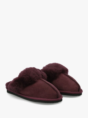 Shut Burgundy Sheepskin Twinface Slippers