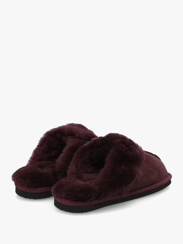 Shut Burgundy Sheepskin Twinface Slippers